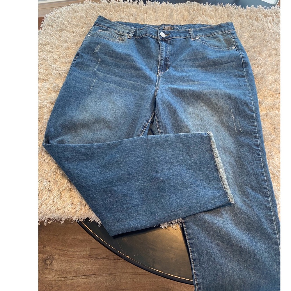 NWT Avenue Embroidery Hem Ankle Jeans